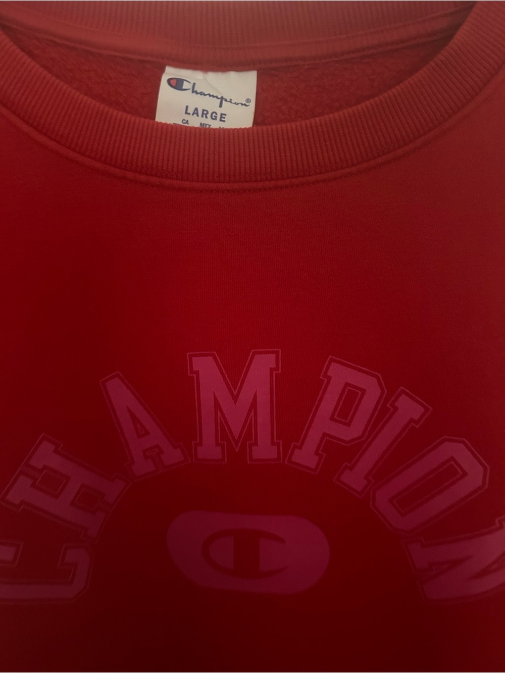 Champion Red Pullover Pink Logo - Picture 2 of 3